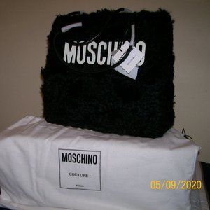 Moschino Logo Mohair Satchel Black.